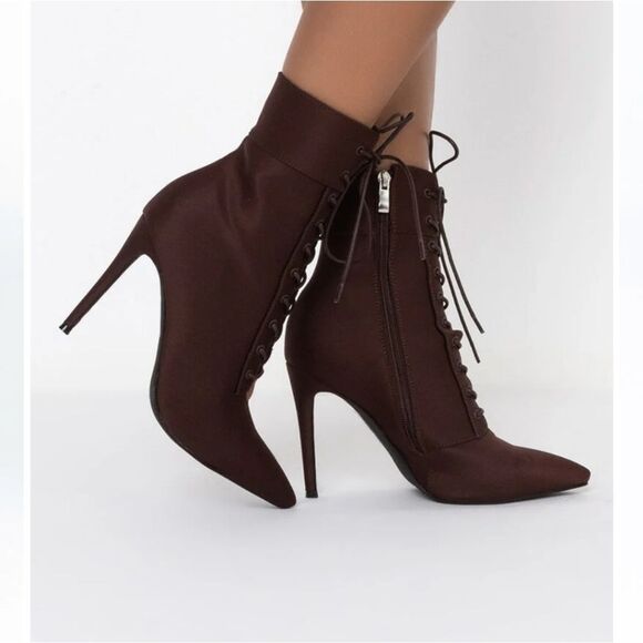 AZALEA WANG Light Me Up Stiletto Bootie in Brown 8,,NIB - Picture 2 of 6